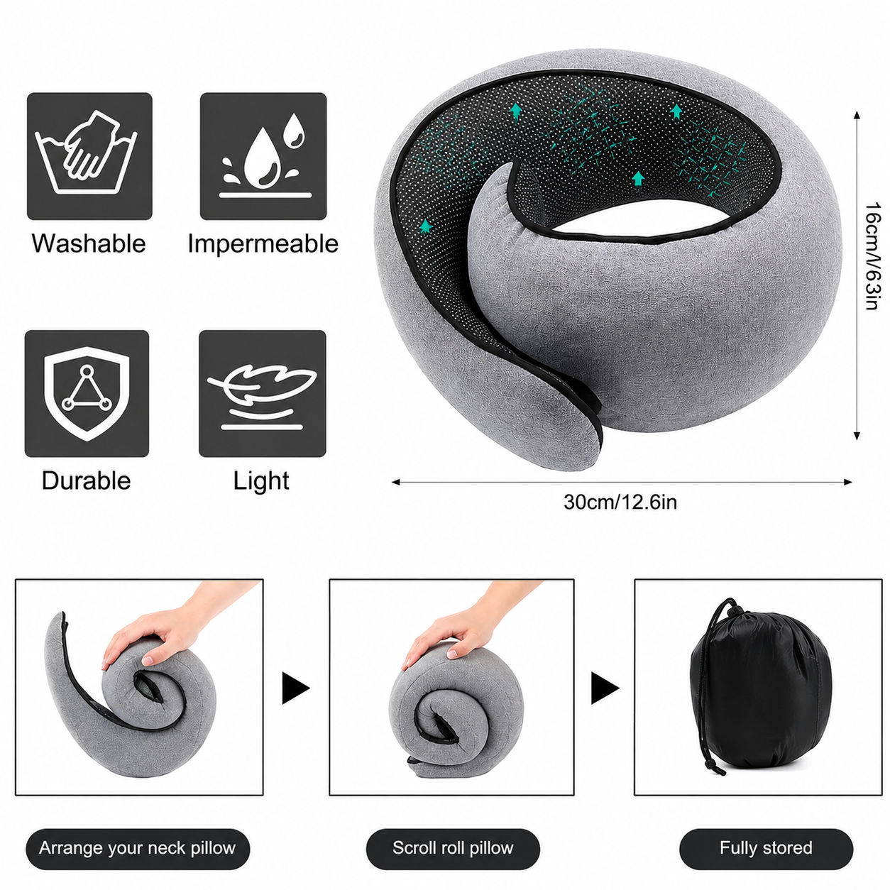 AirRestNeck – Almohada de Viaje Cervical para Sueño y Comodidad